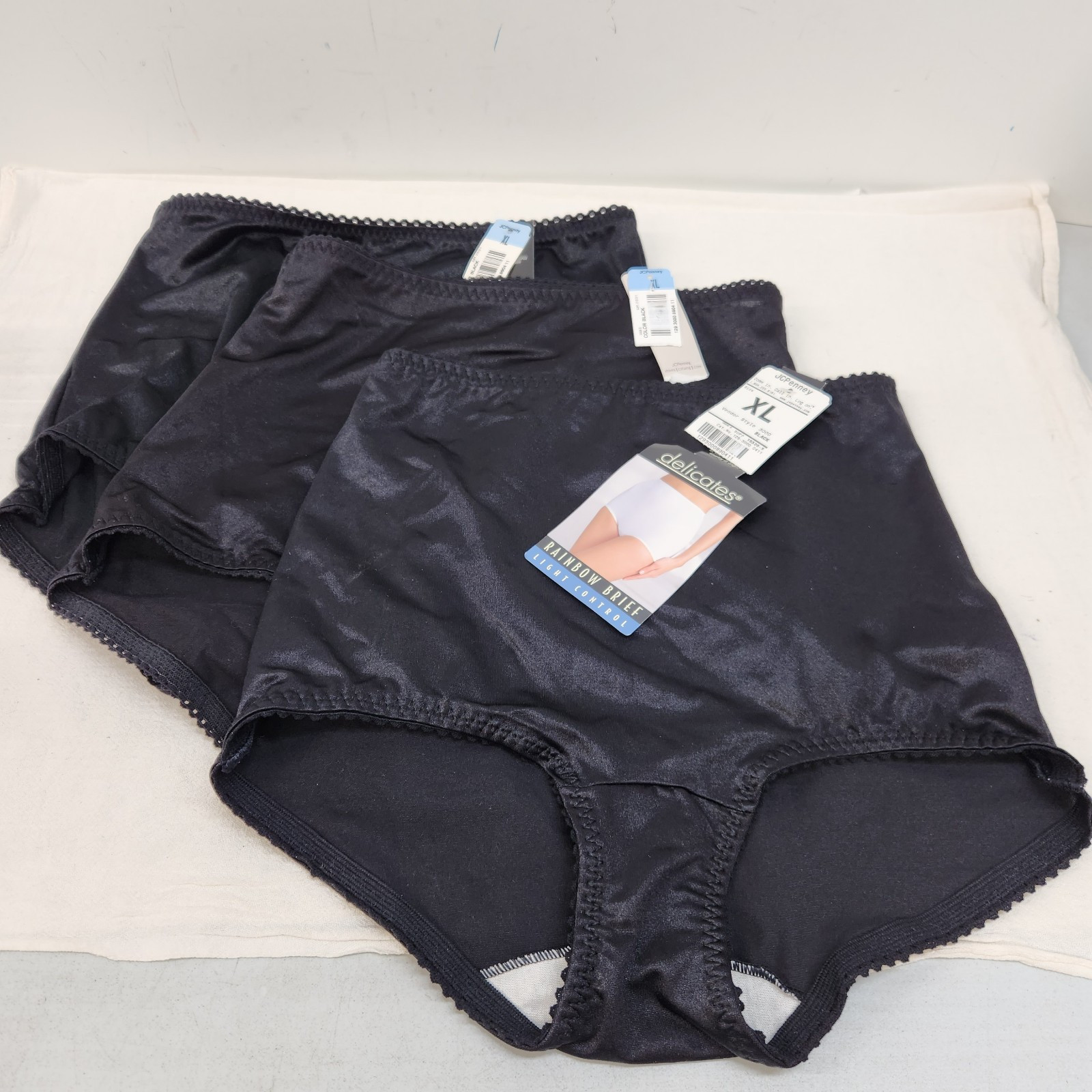 NEW 3 Pair Delicates Rainbow Light Control Briefs Black Panties Women Ladies XL