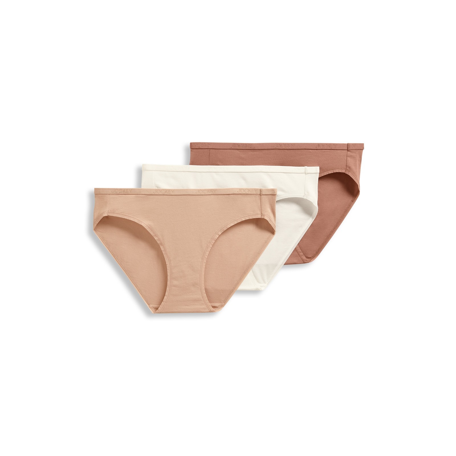 Jockey Women’s 5-Pack Organic Cotton Stretch Bikini, Beige, Size L