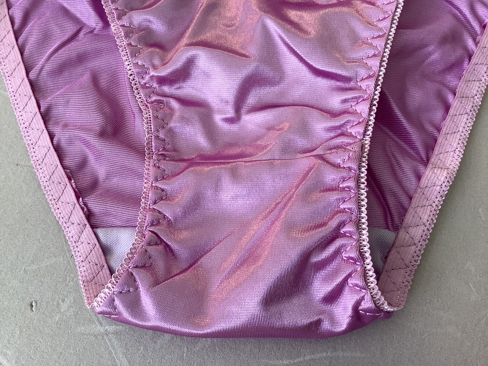 Women Panties Bikinis ANN DIANE Size XL Lavender Shiny Satin Soft W/decoration