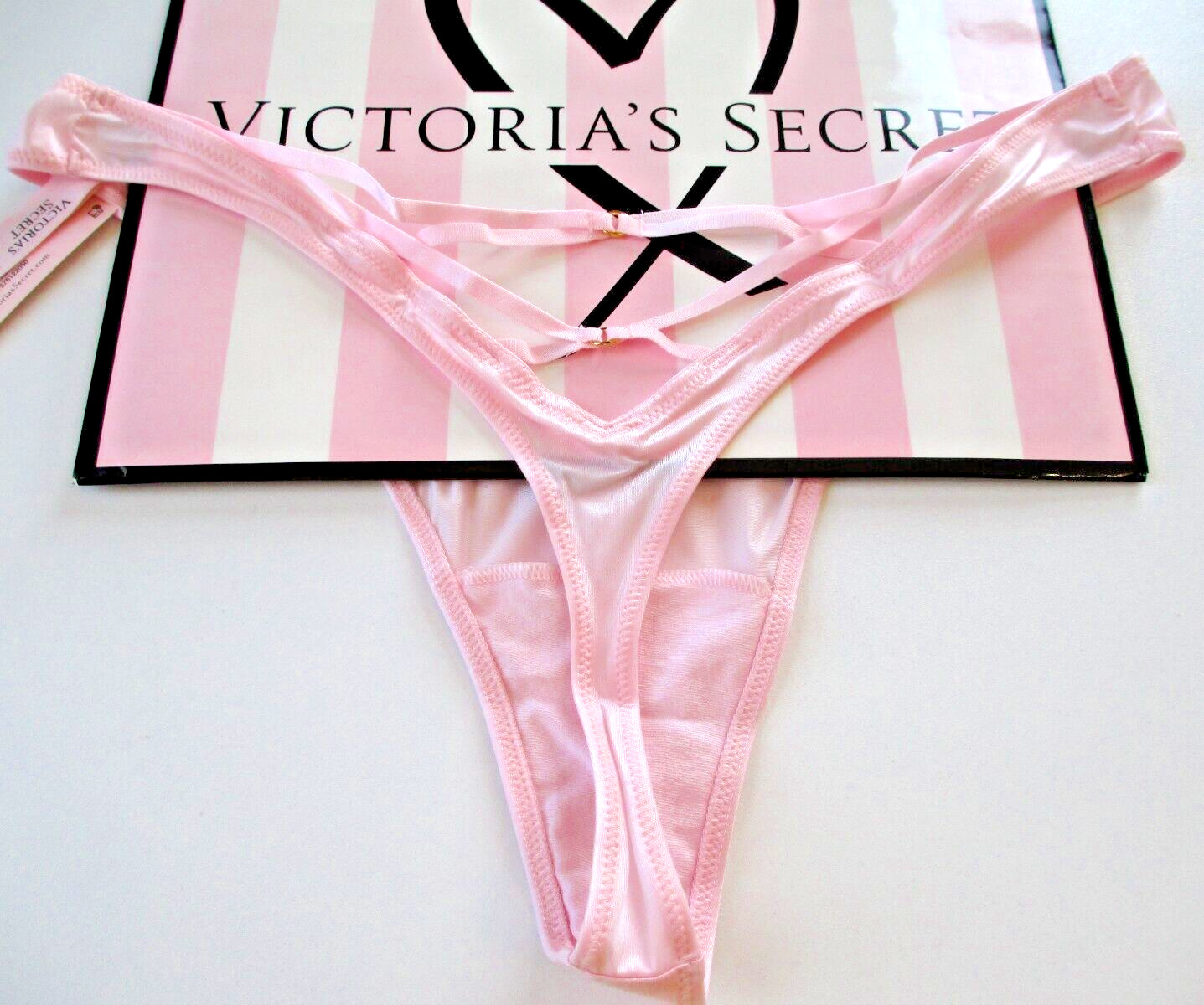 VICTORIAS SECRET VERY SEXY High Leg Strappy Back Thong Panty Angel Pink S M L XL