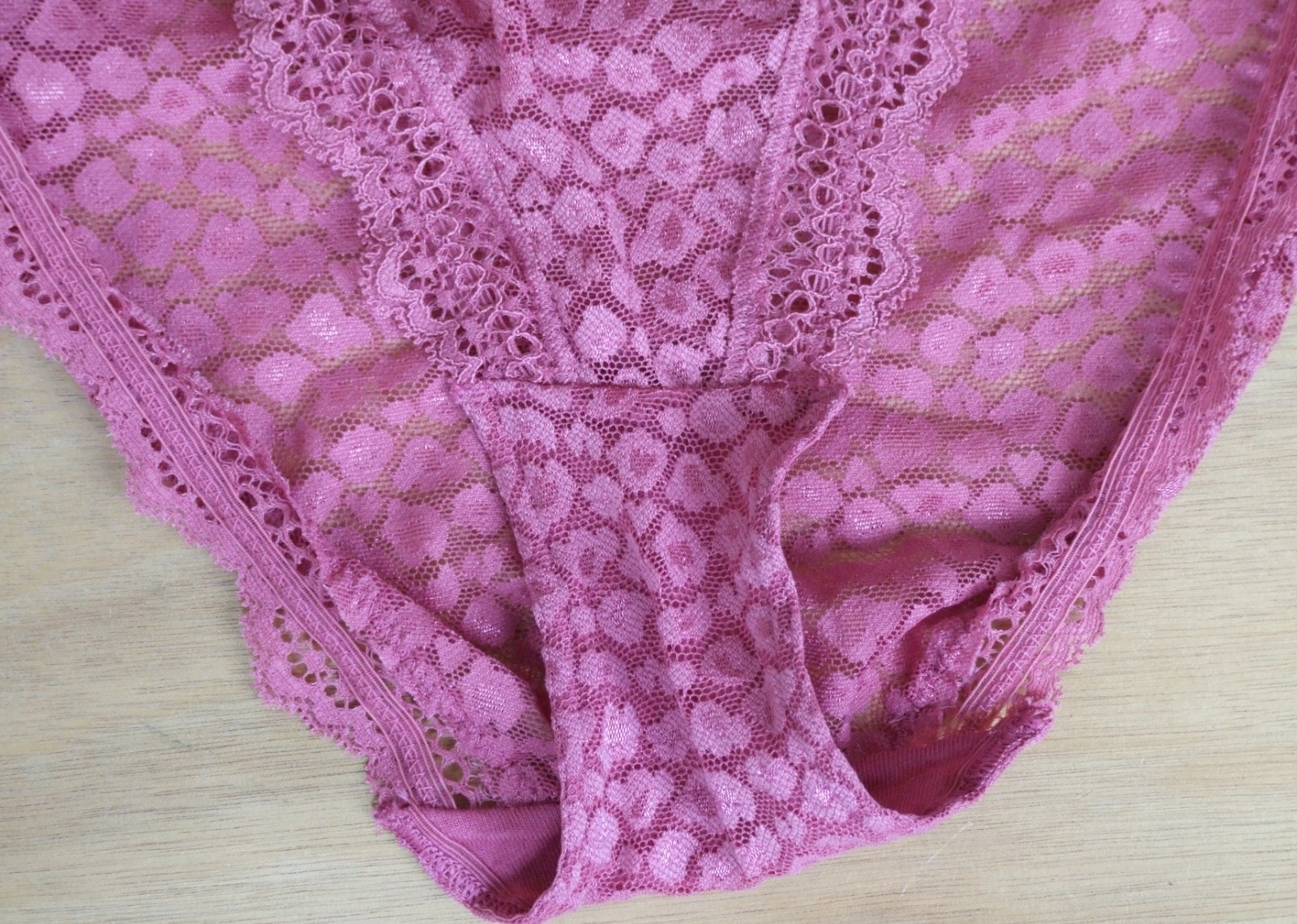 Two pairs size 12 of M & S Lacy High Leg Knickers Panties Briefs Raspberry Pink