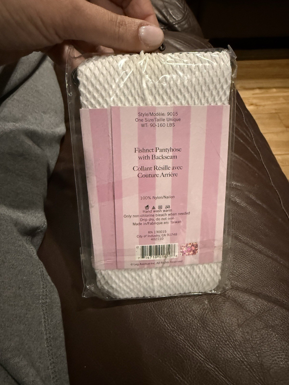 White Fishnet Backseam Pantyhose One Size White Party Halloween Leg avenue Nylon