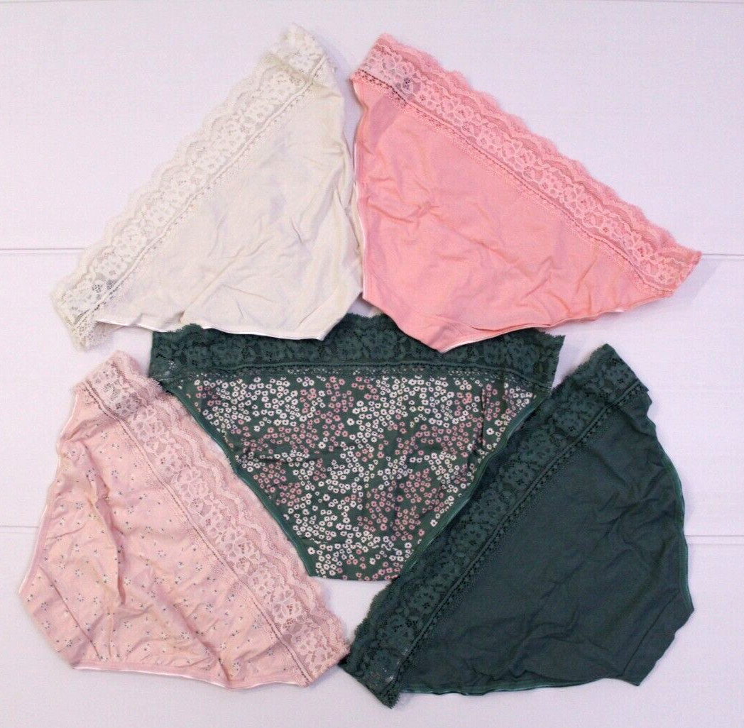 Ex M & S Ladies 5 Pack Bikinis Briefs Supersoft Lace Knickers Underwear 6 to 22