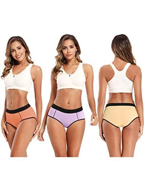 Women’s Cotton Stretch Underwear Ladies Mid-high Large Multicolored-5pack