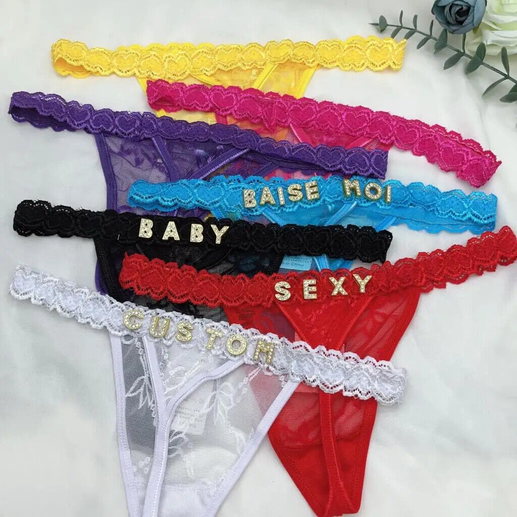 Custom Thong Panties G-string FAGGOT Underwear Bikini Lace BF Name YES DADDY V4