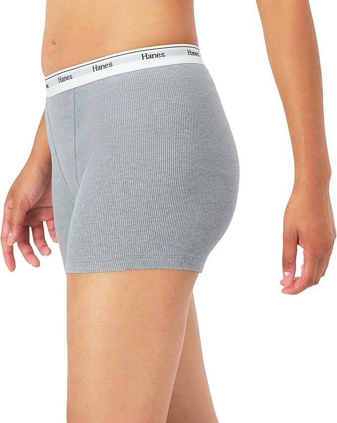Hanes Originals Women’s Mid-Thigh Boxer Brief Pack, 4-Pack Cotton Underwear