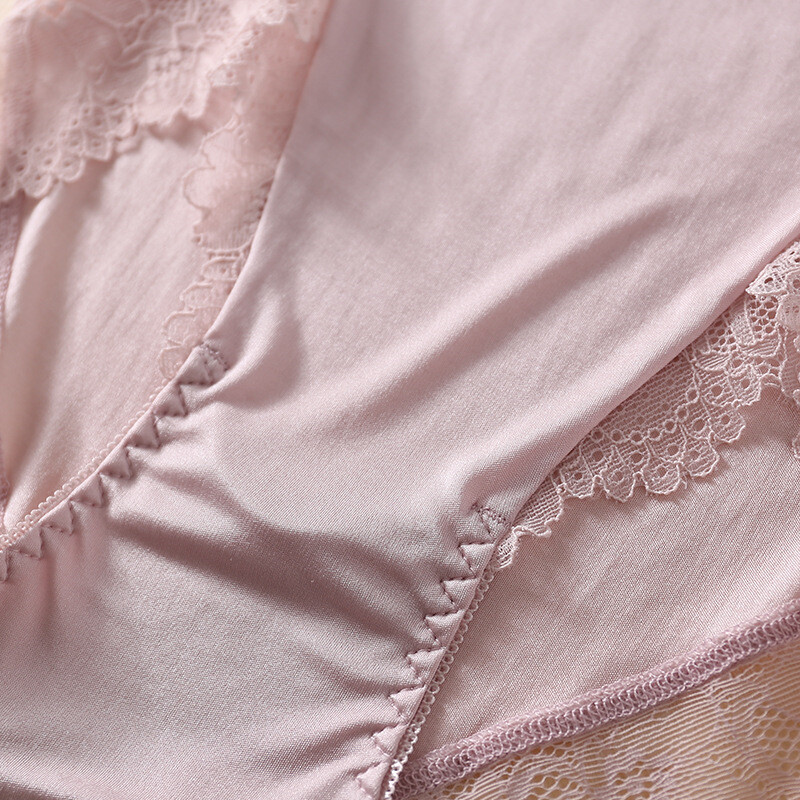 Large Ladies Nature Silk Briefs Thin Breathable Knickers High Waist Lace Pants