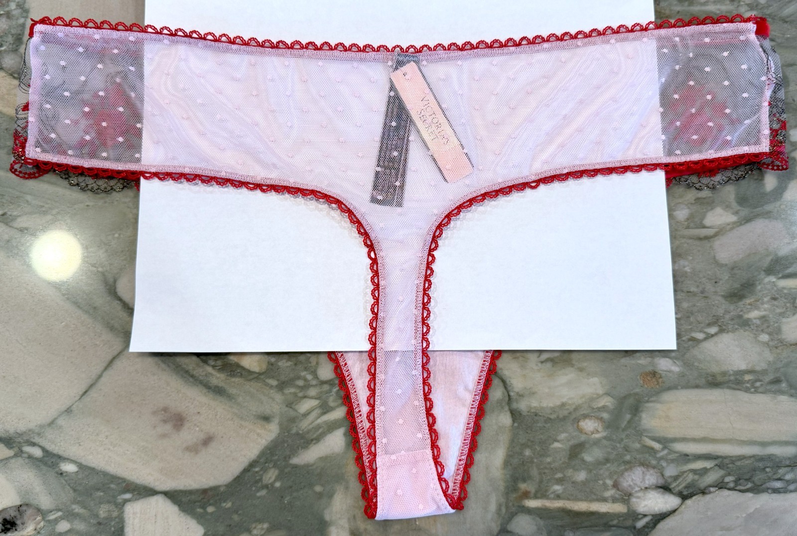 NEW Victoria Secret Very Sexy Rose and Bows Lurex Thong Red & Light Lilac XL XXL
