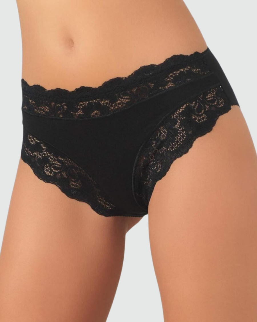 Jadea 742 Women Cotton Modal Stretch Lace High Waist Midi Briefs