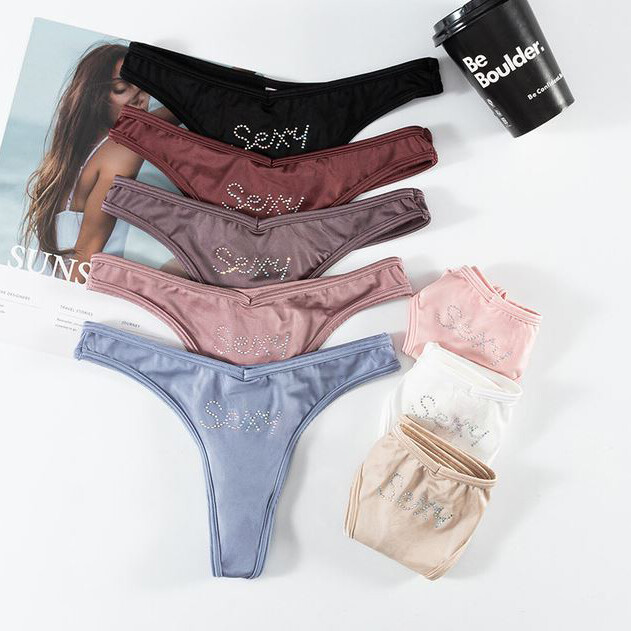 Sexy Women Ice Silk Satin Thong G-string Underwear Seamless T back Panties Brief