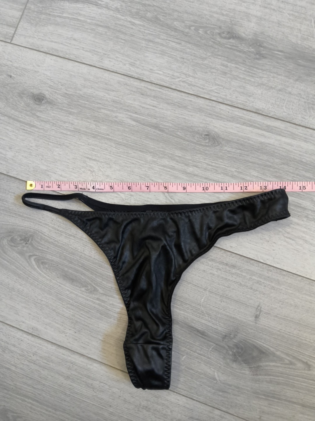 BNWOT Vintage Ann Summers Black Wet Look Asymmetric Thong Size 14-16