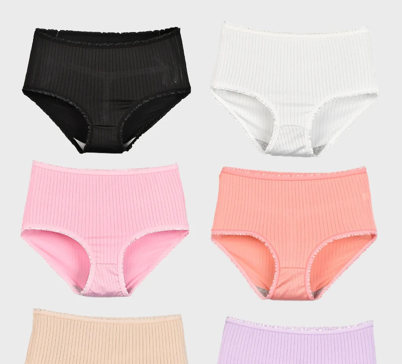 High Waist Cotton Panties Plus Size Women Full Coverage Breathable 8 Pcs