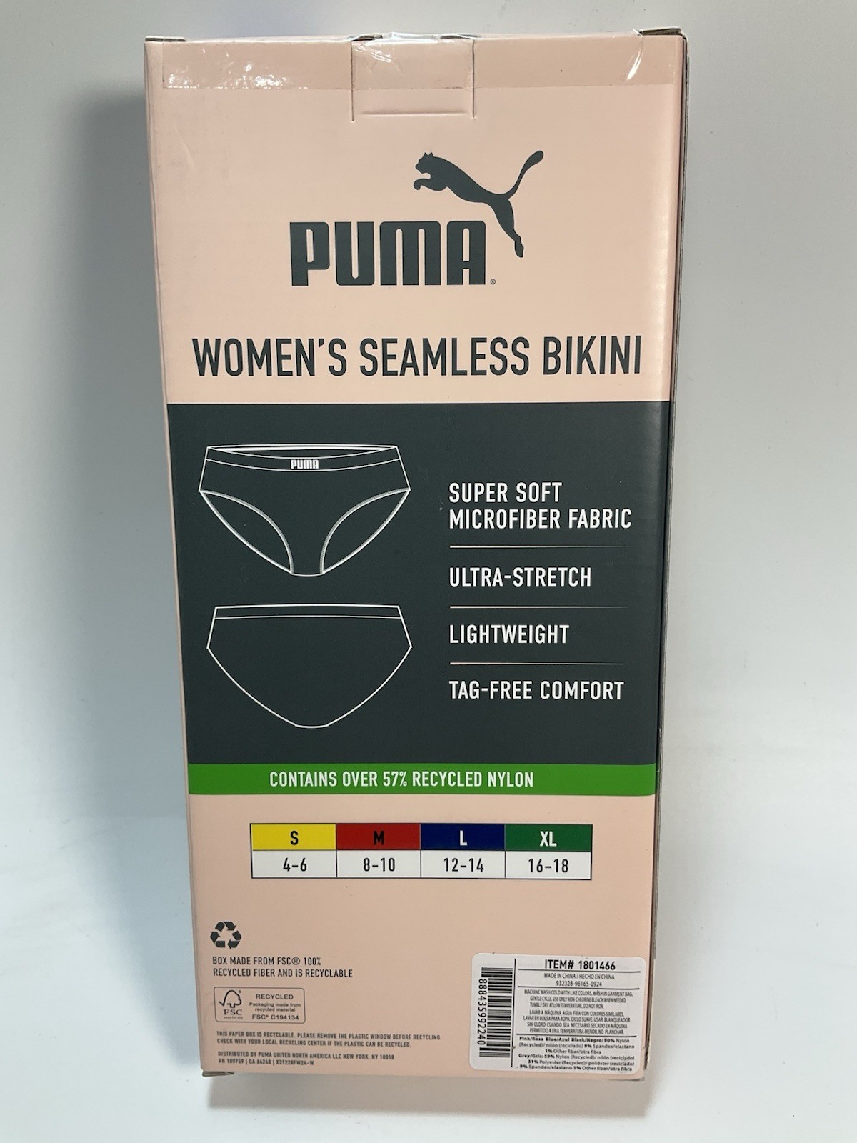 Puma Women’s 4-Pack Seamless Bikini Panties – Soft Ultra-Stretch, Size L