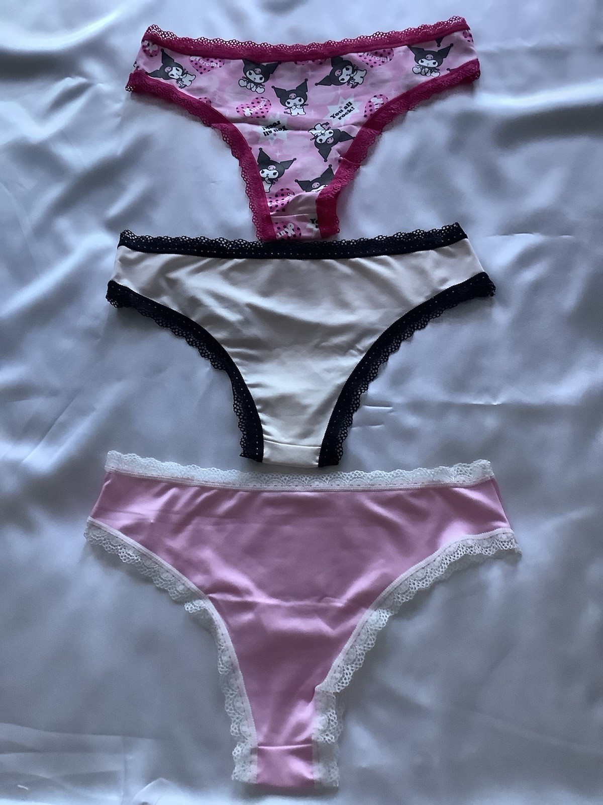 Women’s/Teen Sanrio Kuromi My Melody Kawaii Thong Panties Stretch 3pk Medium