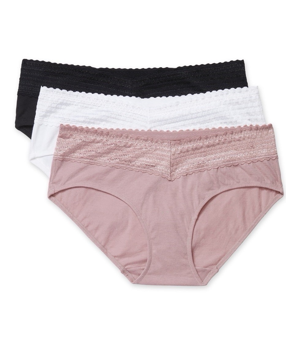 Warners 3XL 10 Hipster Cotton Panties Dig-free Comfort Lace Waist 3-pk NWT