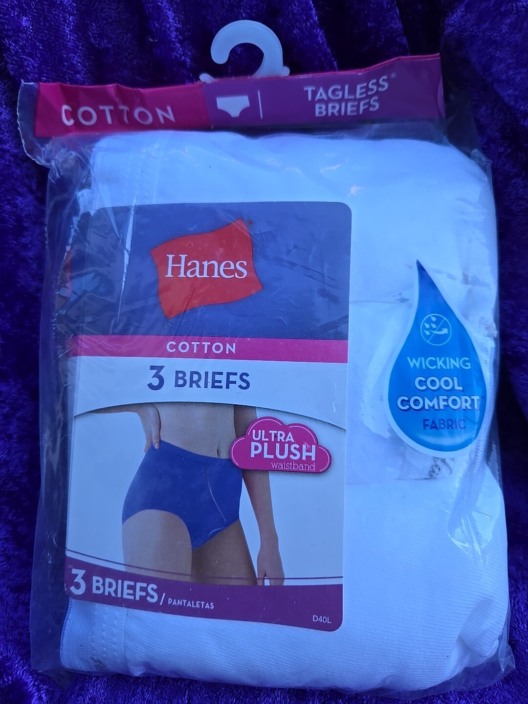 Hanes Women’s Cotton Tagless Briefs 3 Pack Size 10 No Ride Up Ultra Plush