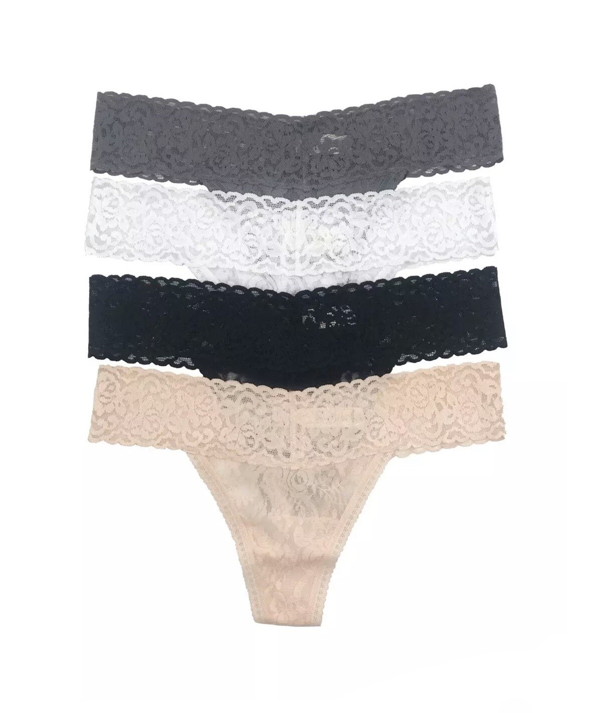 Felina Lace Thongs Size S/M Beige White Black Grey Stretch Underwear Brand New