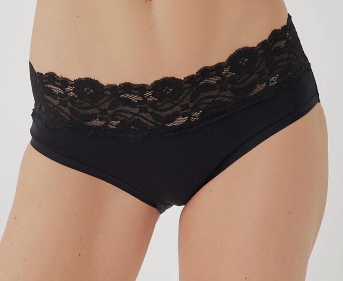 Pact size L 2pc Lace Waist Brief 95% Organic Cotton Women’s Black/Smoke India