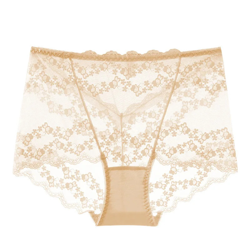 Seamless High Waist Panties Women’s Lace Floral Briefs Breathable Comfort Fit