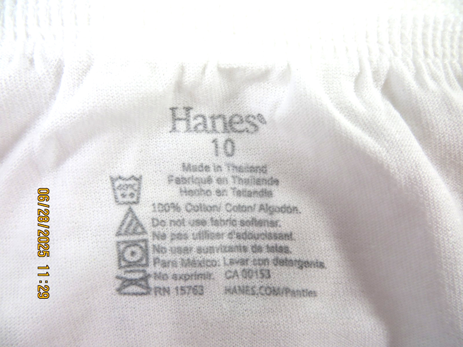 HANES SZ 10 NWOT 100% Cotton Set of 5 PCS Thin Lightweight Panties Underwear