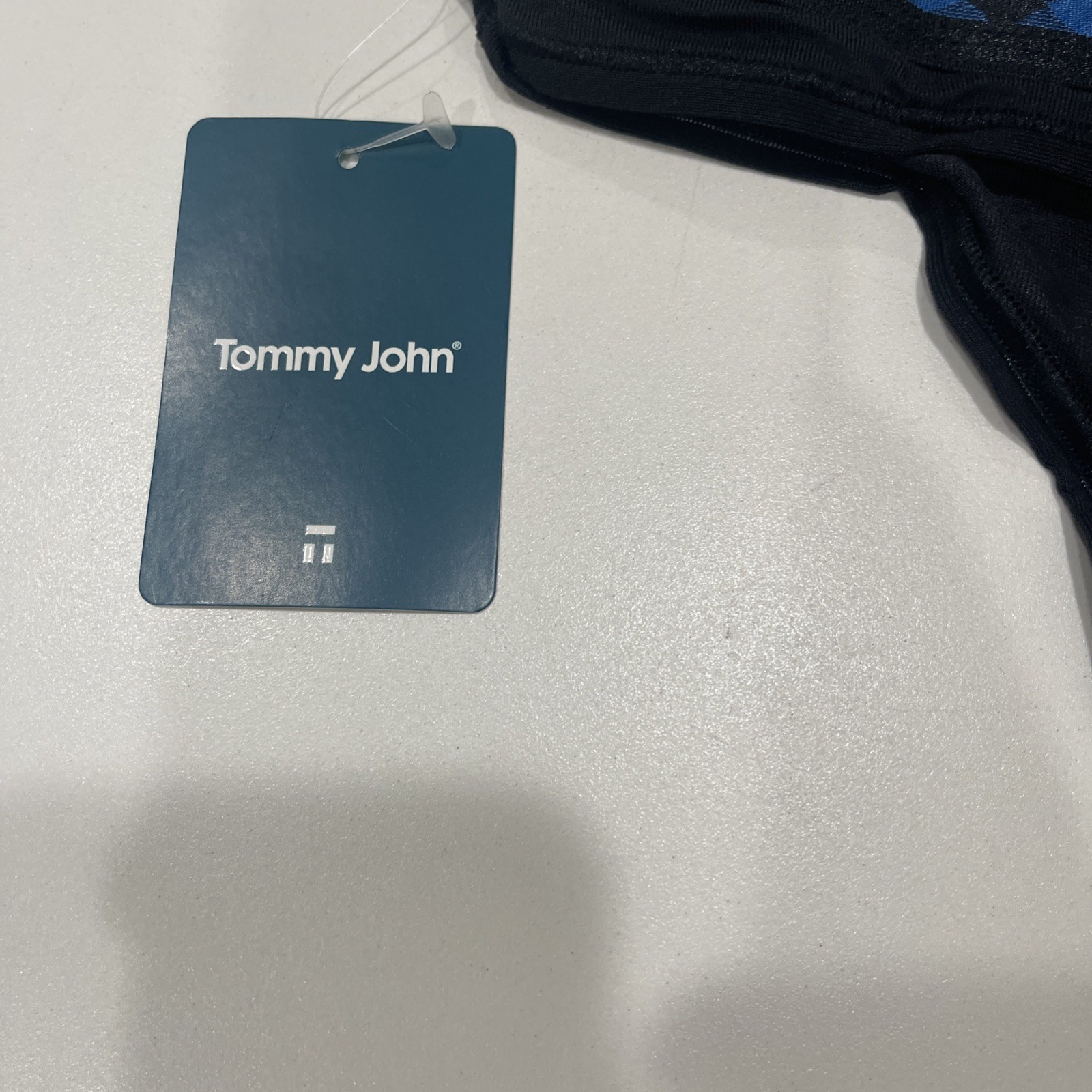Tommy John Women’s Second Skin Thong Size XS Color Black/Blue Buffalo Check