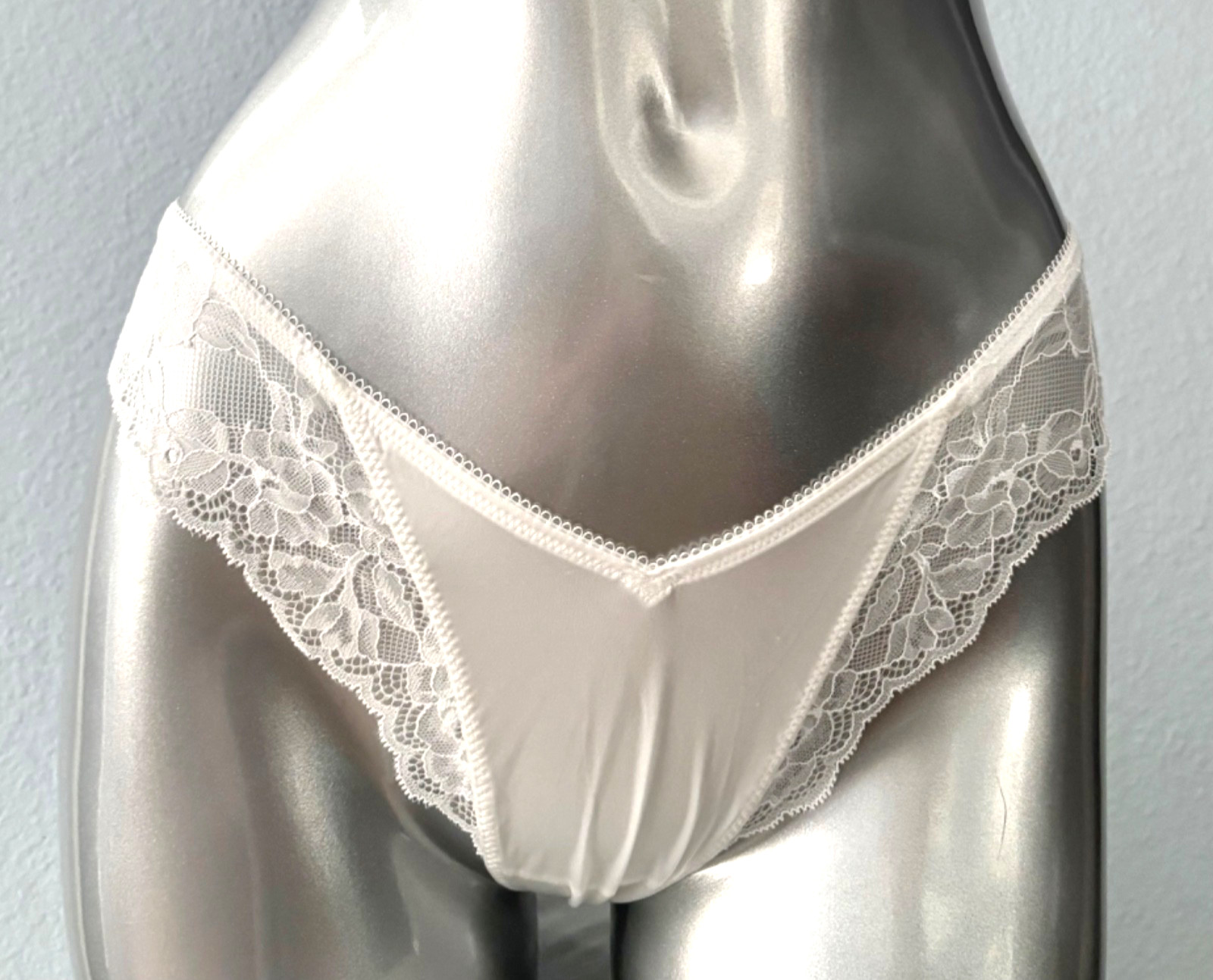 Victoria’s Secret Thong Panty Very Sexy High Leg White w/ Lace Trim S M L XL 2XL