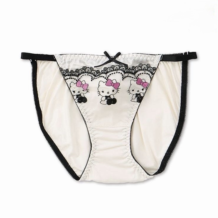 US-L/JP-3L Sanrio HELLO KITTY Japanese Satin Trim Cute Embroidery Panties Bikini