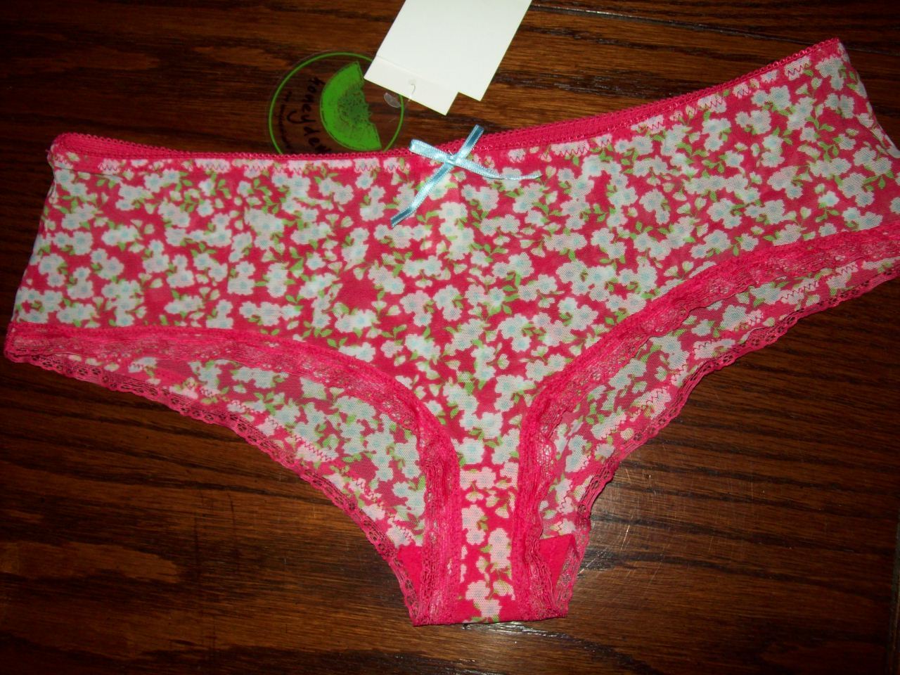 NWT HONEYDEW NYLON SPANDEX FLORAL BOYSHORT PANTIES w lace 326 CORAL S L XL
