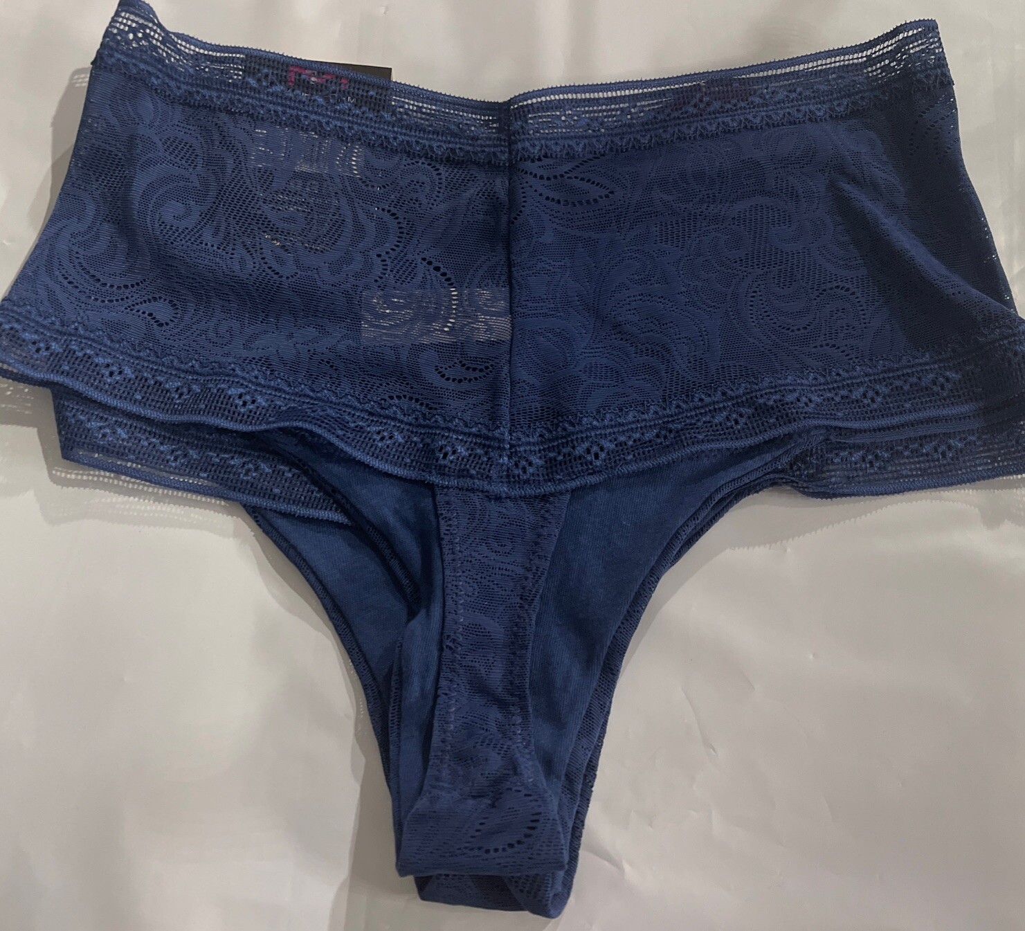 2 Pair Everyday Smooth It Out Lace Thong Panty Navy Blue NWT Small Underwear 5
