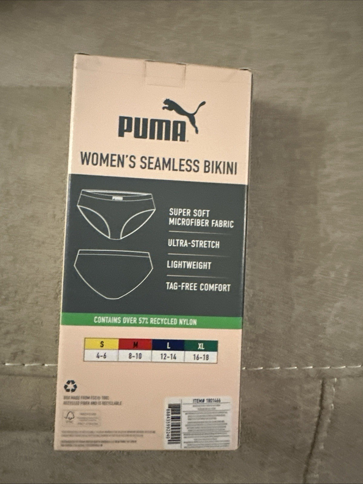 Puma Women’s 4 Pack Multicolor Seamless Bikini Underwear, Size L