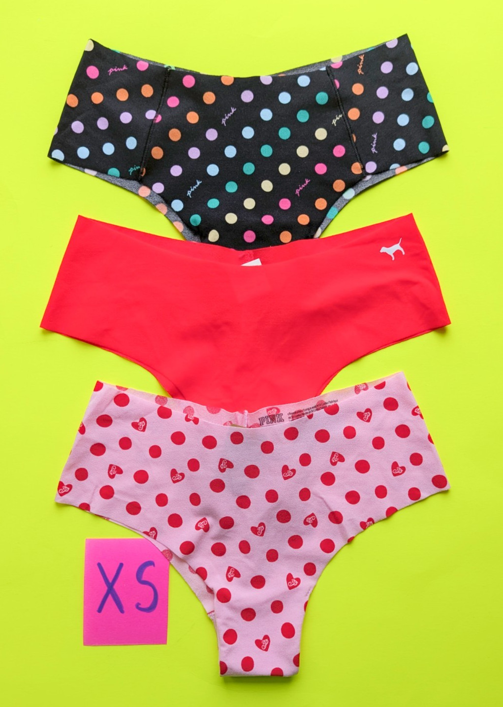 Victoria’s Secret PINK Size XS Seamless Cheeckster Panty – Lot of 3