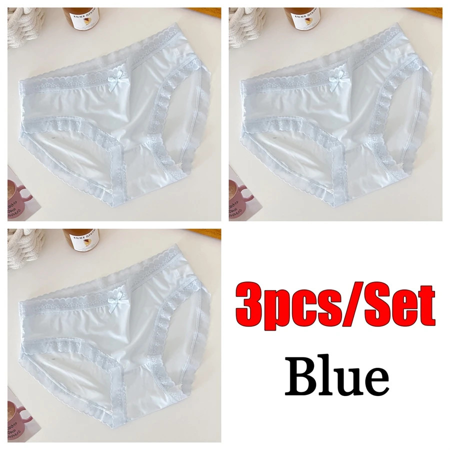 Mid Rise Lace Panties Women’s Seamless Ultra Thin Soft Stretch Underwear 3 Pcs