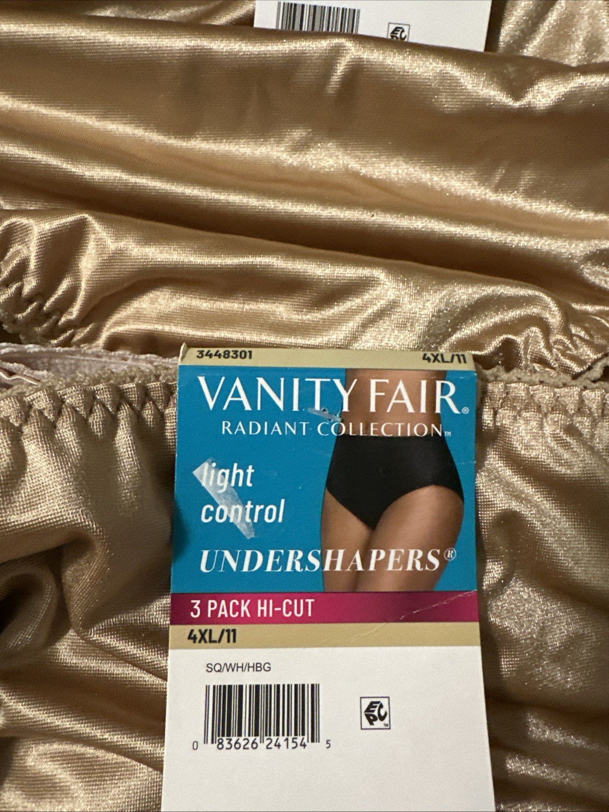 Vanity Fair Radiant Collection Undershapers Underwear-6 pair Black + 4XL/11 NWT