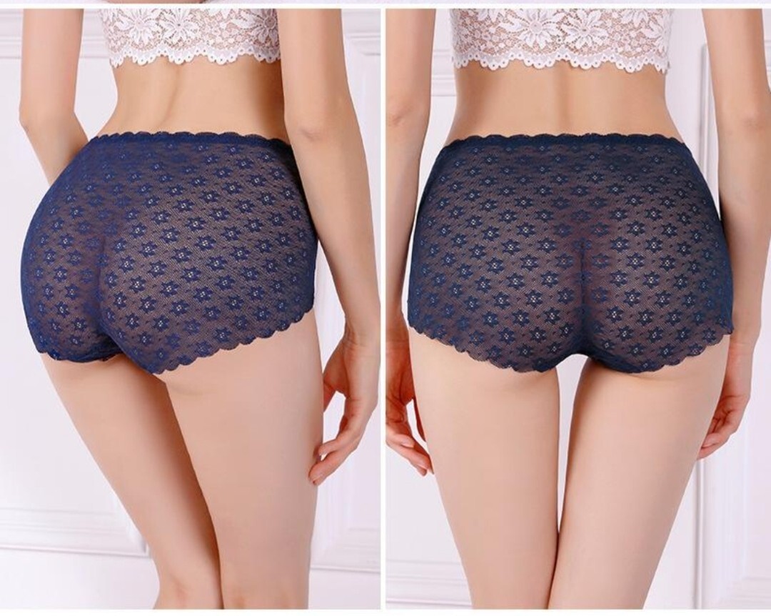 3 Pack Ladies Knickers Sexy Lace Mid-Waist Briefs Underpants Panty Size 10-14