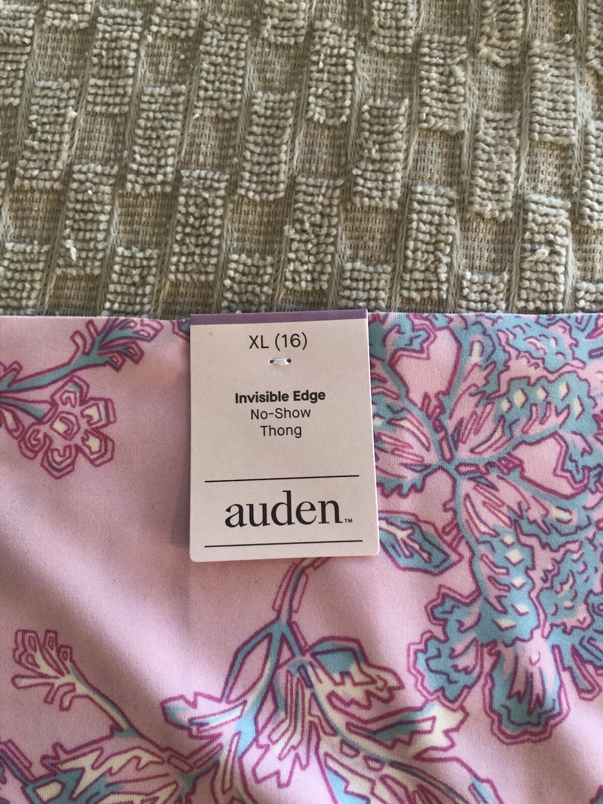 AUDEN WOMENS THONG FLORAL LIGHT PINK XL(16) NEW