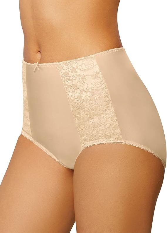 BEYOND SEXY!!! BALI BEIGE SLIPPERY SILKY SATIN AND LACE PANTIES 9 2XL NWT