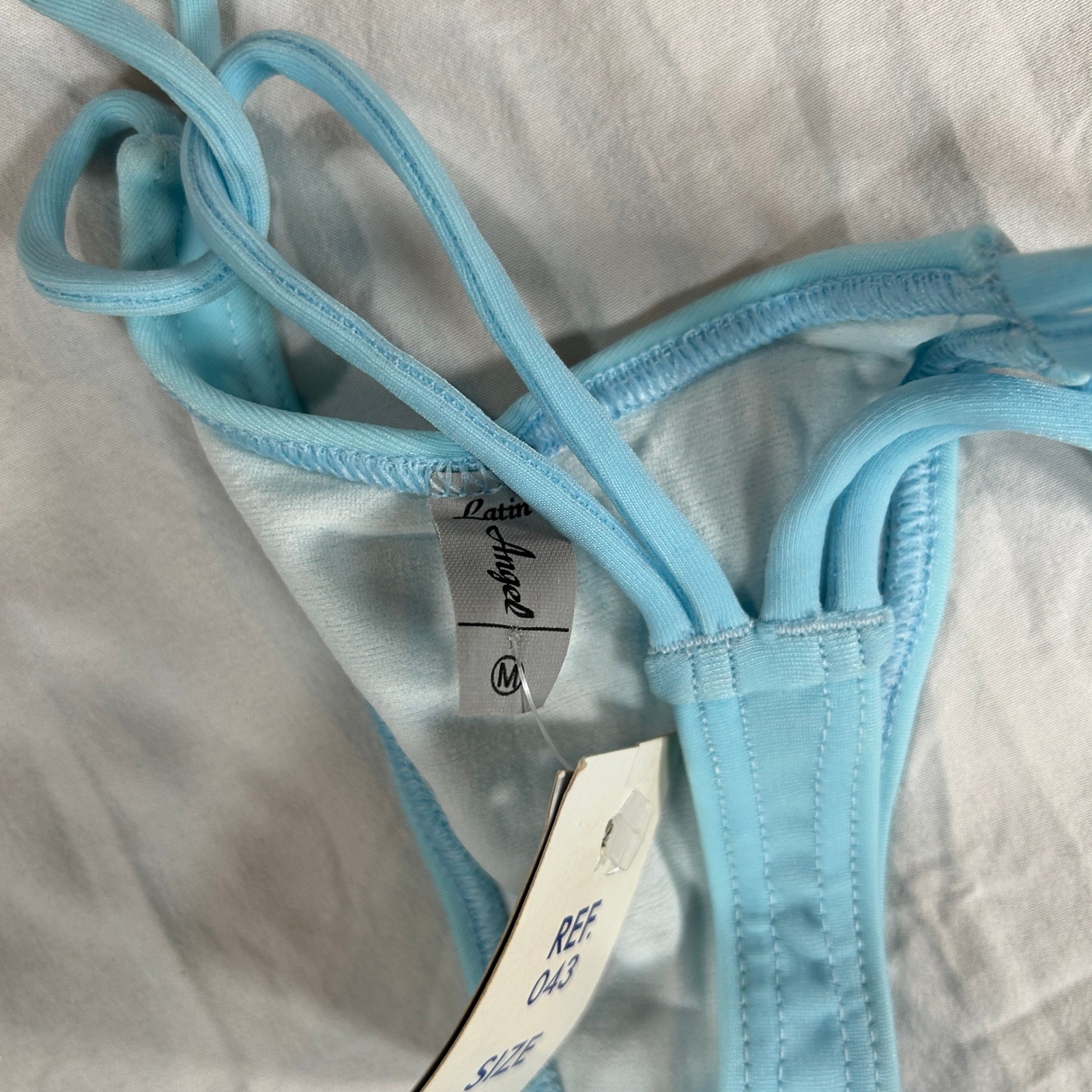 Latin Angel VTG Light Blue Dancewear Clubwear G-String Thong Made Brazil Medium
