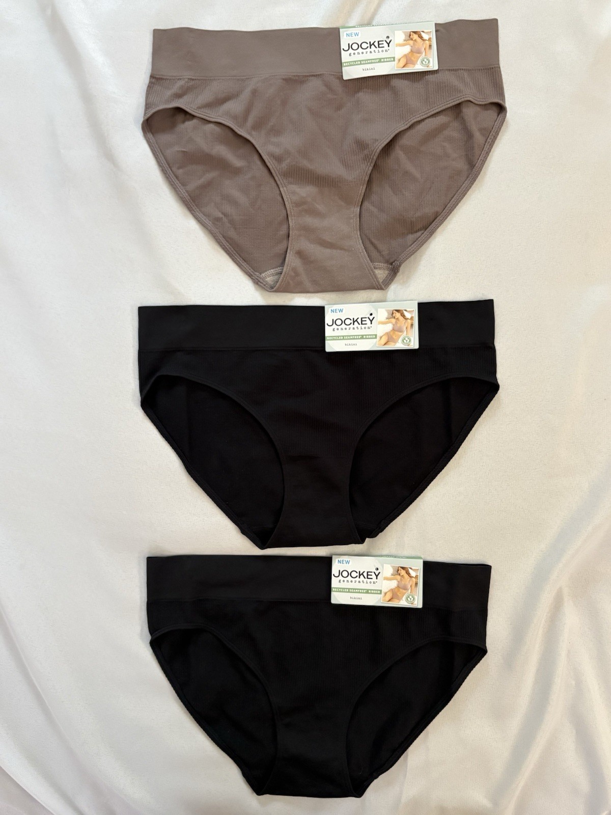 NEW Jockey Black Generation Seamfree Ribbed Bikini Panty Women’s Xlarge 3 Pair