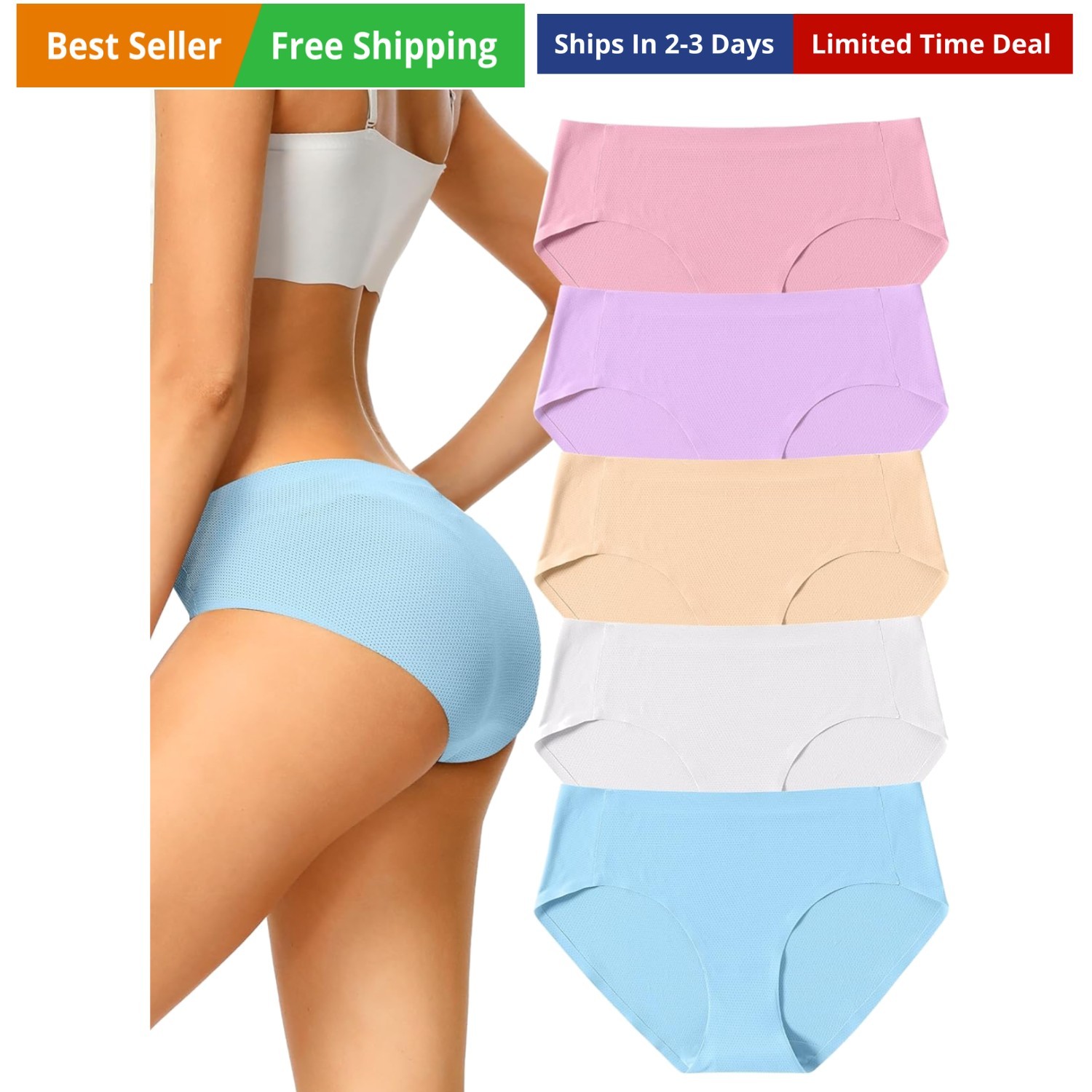 Women Seamless Hipster Underwear,No Show Ladies Panties Bikini,Full Coverage …