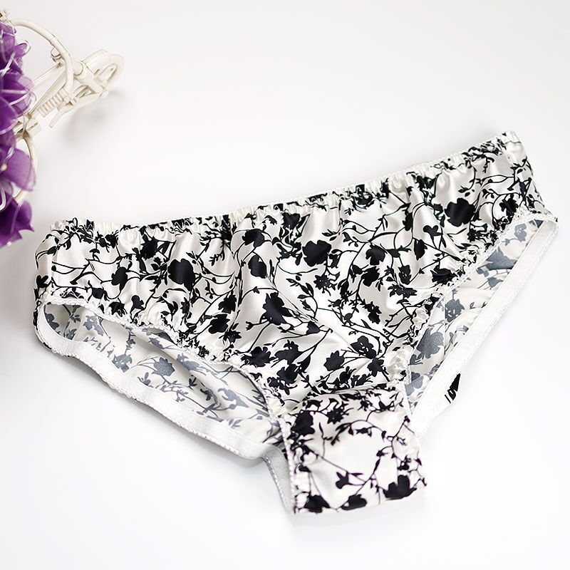 2 Pairs Womens Black Silk Panties Hipster Cheeky Floral Knickers 100 Nature Silk