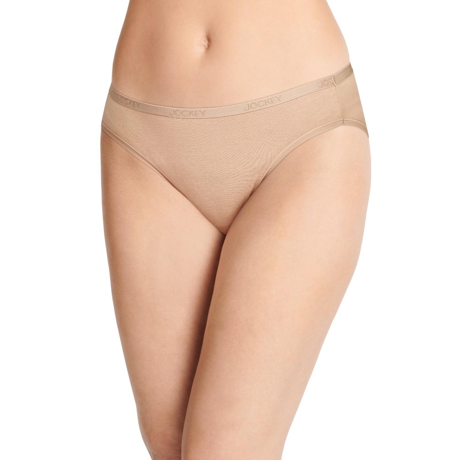 Jockey Women’s 5-Pack Organic Cotton Stretch Bikini, Beige, Size L