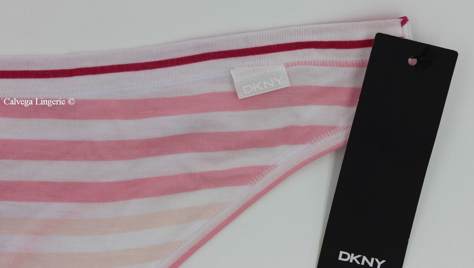NWT DKNY DK8381 “Stretch Modal” Low-Rise Classic Thong, Striped, Pink, XL