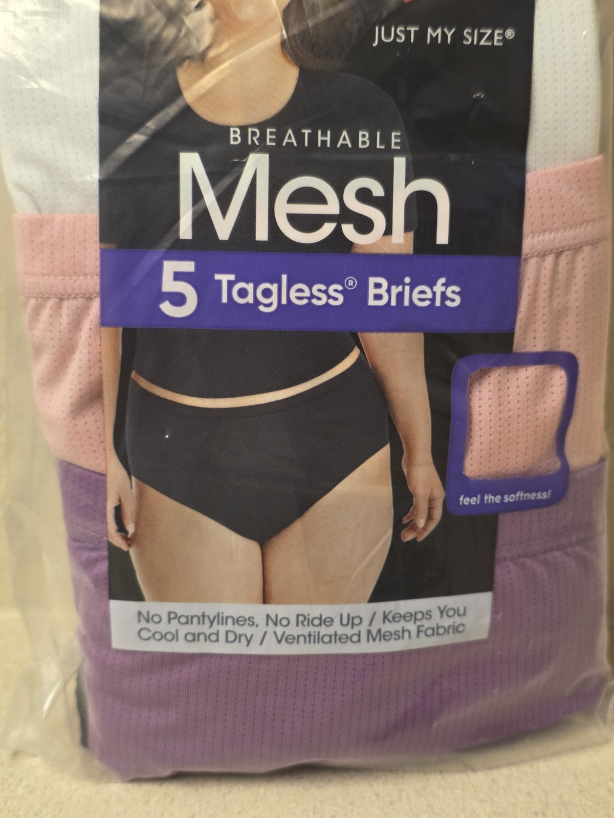 5-Pack HANES Just My Size Women’s Size 12/4X Mesh Tagless Briefs Underwear New