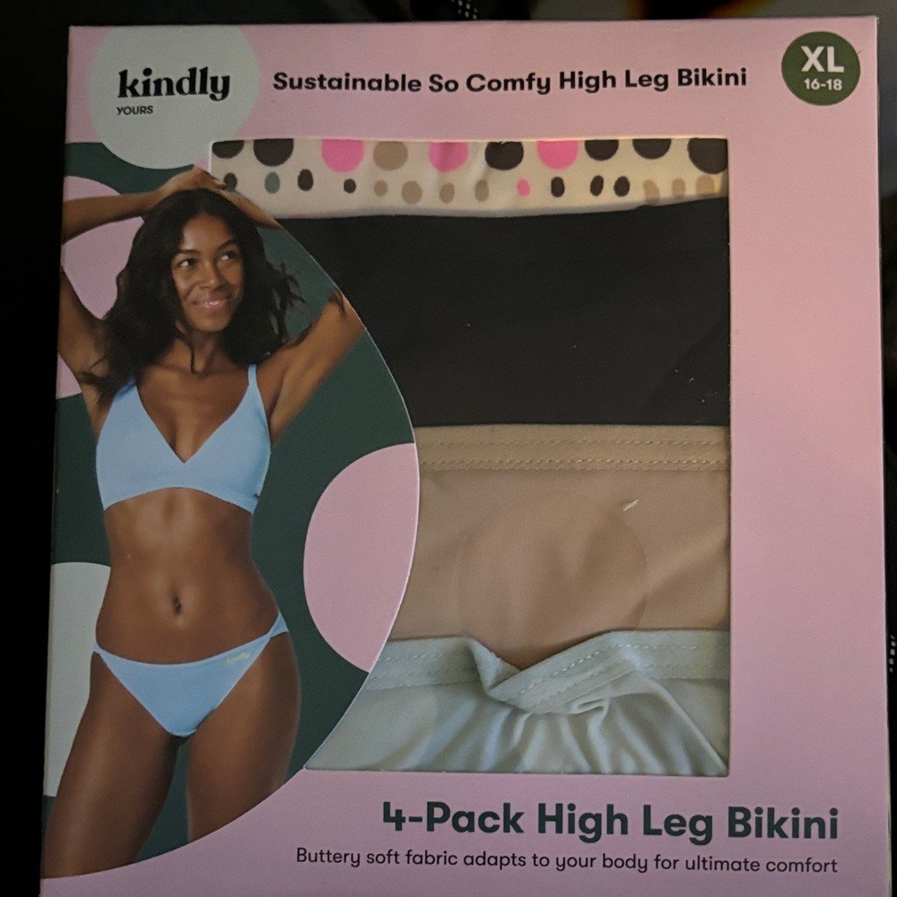 Kindly Yours High Leg Bikini Panties 4-Pack – Black, Tan, White