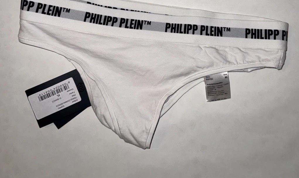 Philipp Plein White Logo Panties 2 Pairs – Size X LARGE – BNWT
