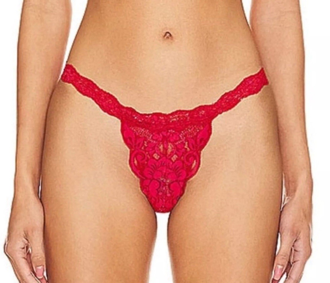 NWT Free People x We Are HAH T String Me a Thong Panties XL Siren Red