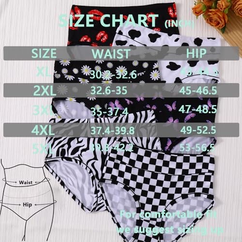 Plus Size Underwear for Women XL-5XL Plus Size XX-Large 6 Pack Classic Panties