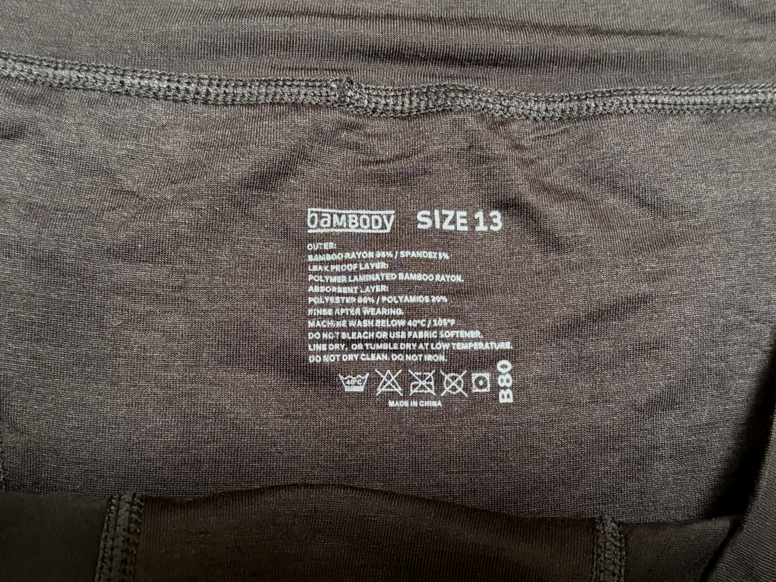 Bambody Plus Size 13 Black Boxer sleep shorts Period Absorbtion panties NWOT