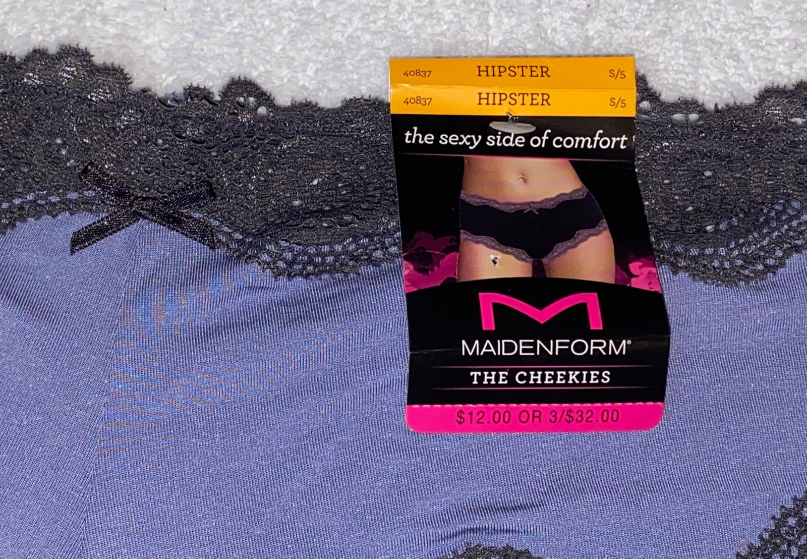 MAIDENFORM Scalloped Lace Trim Plum Grey Smoke Cheeky Hipster Panty Womens S 2XL
