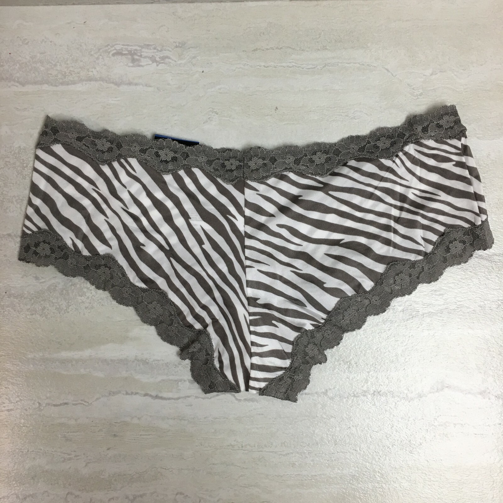 4-Pack Maidenform Cheeky Scalloped Lace Hipster, Gray/White Zebra Stripe, XL/8
